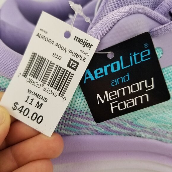 ✅MTA Aurora Aerolite And Memory Foam Women’s 11M Athletic Sneakers Aqua/purple - Picture 4 of 10